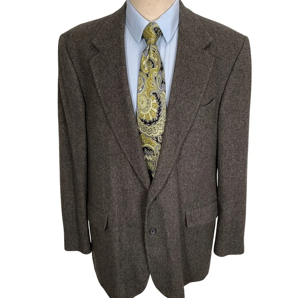 CRICKETEER Blazer 44L Mens‎ Brown Wool Camel Jacket Sport Coat